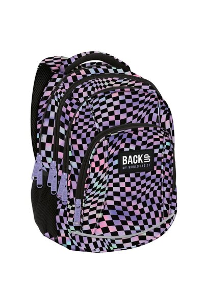 Derform Anatomical children's backpack, Backup, 4 compartments, 3D Chess pattern