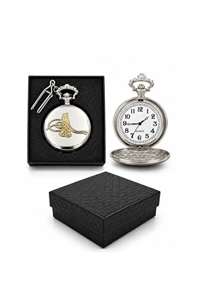 Store Özel Kutulu Tuğra Temalı Köstekli Saat 4x5 Cm – Osmanlı Motifli Dekorat...