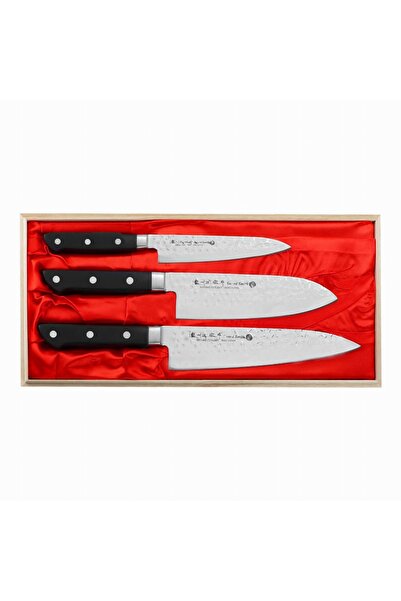 Satake Set 3 cutite de bucatarie Satake, Cutie pentru cadou, Otel, Lemn, Negr...