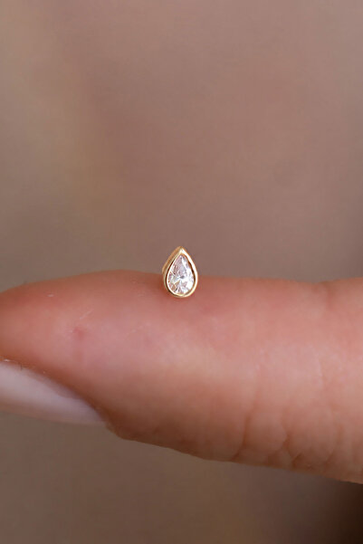 AMES GOLD KUYUMCULUK 14 Ayar Altın Damla Taş Tragus Piercing