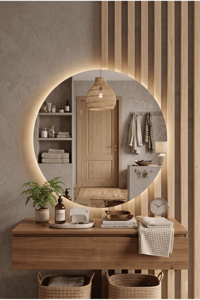 Robin Home Led'li Ayna Dresuar Banyo Lavabo Hol Antre Aynası 60cm çap (Gün ış...