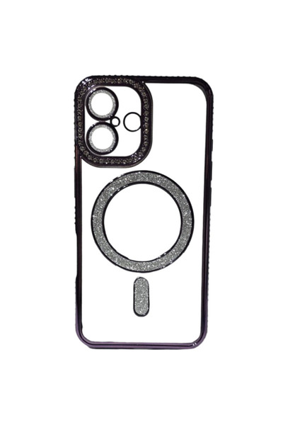 OEM Electro Magsafe Πίσω Θήκη με Γκλίτερ για iPhone 16 Plus - Μωβ Θήκη Σιλικόνης