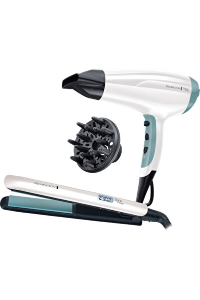 Remington Set cadou Placă de îndreptat părul + Uscător de păr Shine Therapy S...