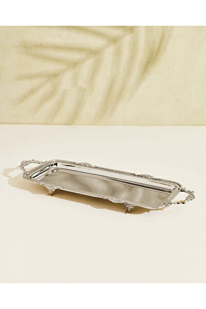 REDTAG Silver Shiny Metal Serving Tray With Rope Rim