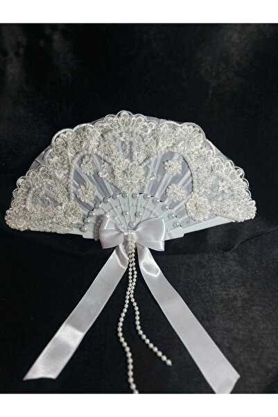 Bridal Luxe مروحة زفاف عتيقة الطراز مزينة باللؤلؤ، مروحة بيضاء لحفلات الزفاف ...