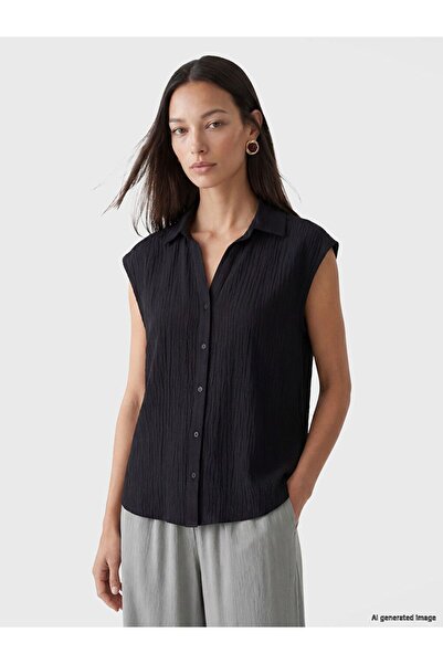 LC Waikiki Lcw Everyday Black Textured Women's Shirt
