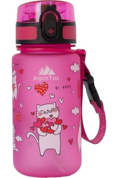 ALPINPRO Πλαστικό Παιδικό Μπουκάλι Νερού 650ml Ροζ Γάτες (C-350PK-4)