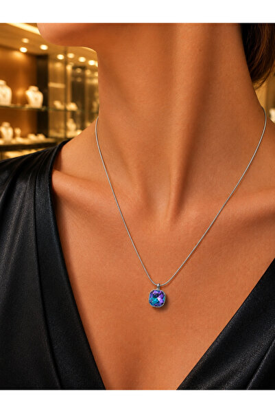 CAXBERN Zircon Stone Minimal Colorful Necklace