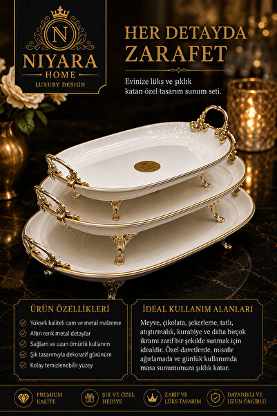 Niyara home Büyük Sunum Tabağı takım 3 adet
