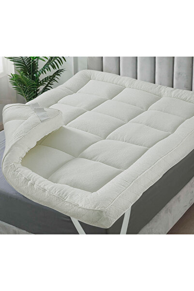 Siesta Zen Bamboo Mattress Topper 4" Thick 10cm Plush Fiber Fill, Box Quilted...