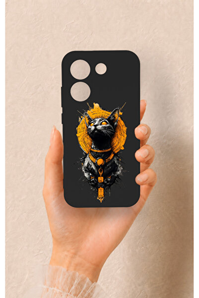 Vip Case Poco X8 Pro Uyumlu Mısırlı Kedi Tanrısı Desenli Silikon Kılıf