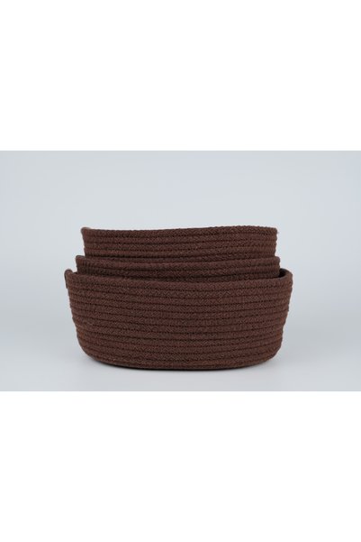 Fabrix Home 3-Piece Oval Decorative Cotton Basket Set Brown Color Multi-Purpose Organizer