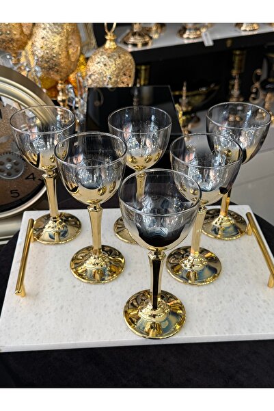 LOKMAN ZÜCCACİYE SHOWROOM 6 ADET GOLD KAPLAMA 165 CC KAHVE YANI SU BARDAĞI KADEH