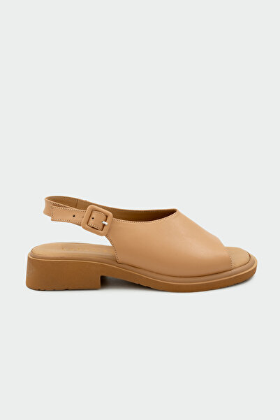 LAMİNTA Arles Genuine Leather Thick Sole Women's Nude Sandals