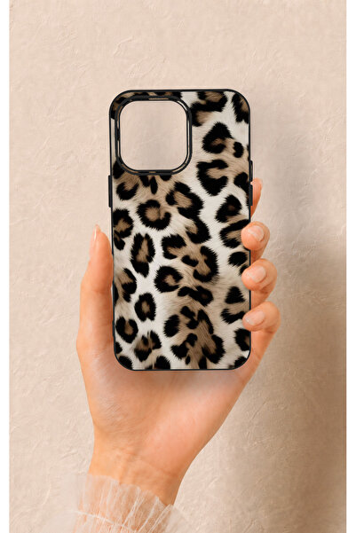 Vip Case iPhone 15 Pro Max Uyumlu Leopar Derisi Desenli Silikon Kılıf