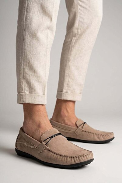 Ayakkabı Fuarı Elit Asogz488N Men's Genuine Leather Casual Shoes Beige