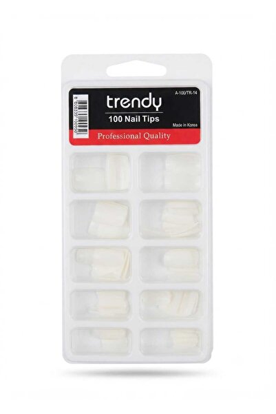 TRENDY Tr-14 Korean Trendy Nails, White Color, 100 Pieces