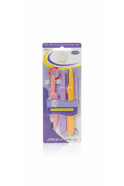 Soft Velvet Women's Folding Razor with Safety Guard – 3 Pieces, Multi-Color
