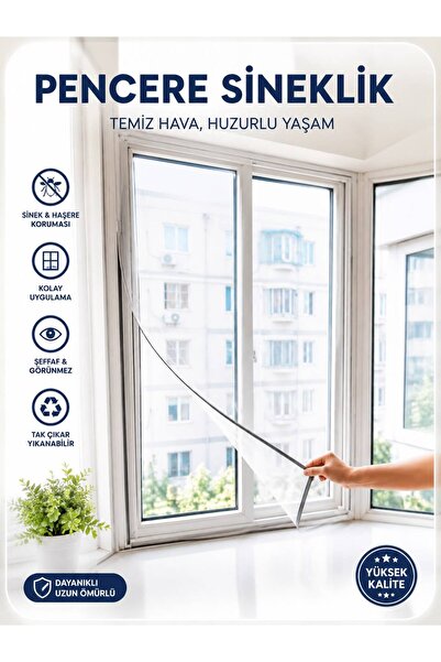 ÖZ KIRTASİYE 75x125 Cm 4 Metre Cırt Bantlı Pencere Sinek Önleyici Kovucu Sine...