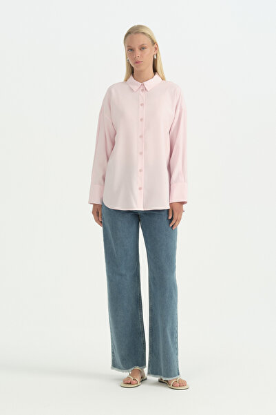 Nihan Low Sleeve Modal Shirt - Pink