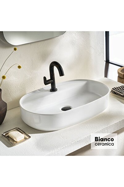 BIANCO CERAMICA Orbit Eπιτραπέζιος Πορσελάνινος Νιπτήρας 60x40εκ Λευκό Γυαλισ...