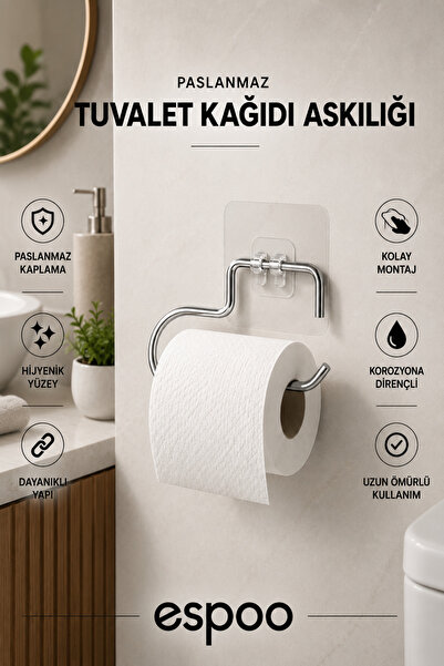 Espoo Design Güçlü Yapıştırma Açık Wc Kağıtlık Yapışkanlı Tuvalet Kağıtlığı Y...