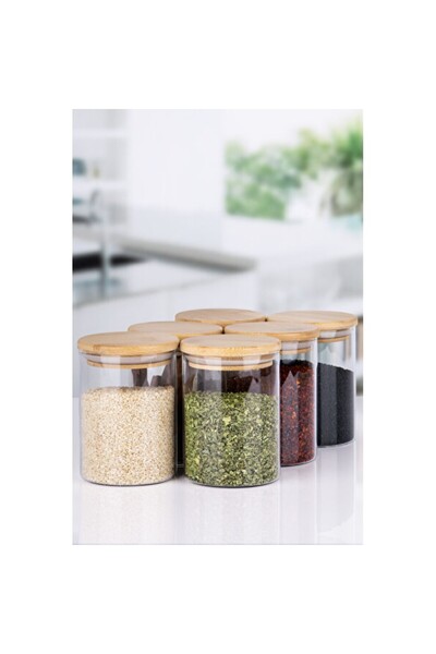 Empressco 6-Piece Vacuum Glass Storage Set with Transparent Labels and Bamboo...