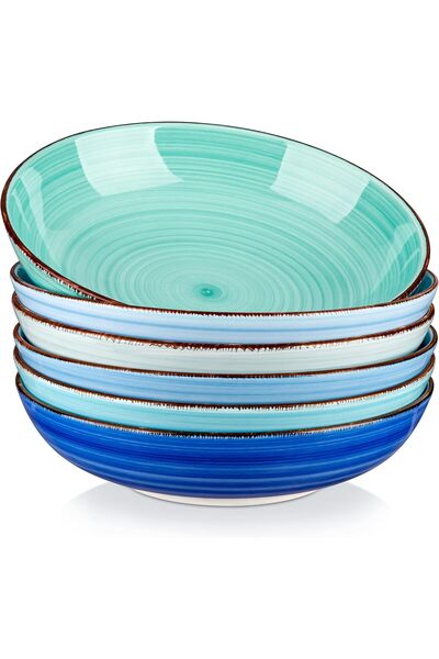 Vancasso Bonita Pasta Bowls 1130ml, Large Ceramic Salad Bowls, Set of 6, Asso...