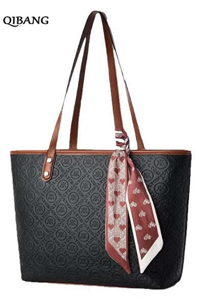 Qibang Women's fashion casual large leather embossed shoulder bag, leather ha...