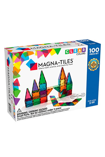 Magna Tiles Set magnetic Magna-Tiles Clear Colors, 100 piese