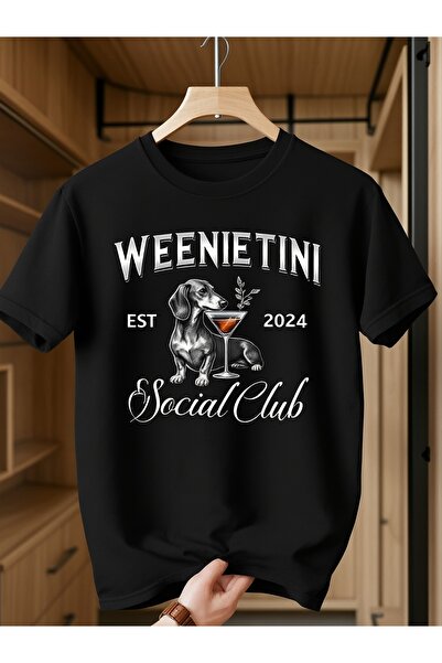 23 nisan Style Men's TShirt Weenie Tini Social Club Dachshund Martini Glass G...