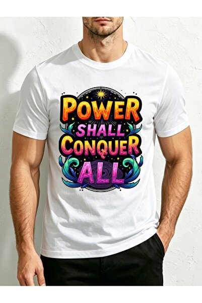 212Wear Power Conquers All Graphic Men'S Round Neck T-Shirt, Loose Fit, 100%,...