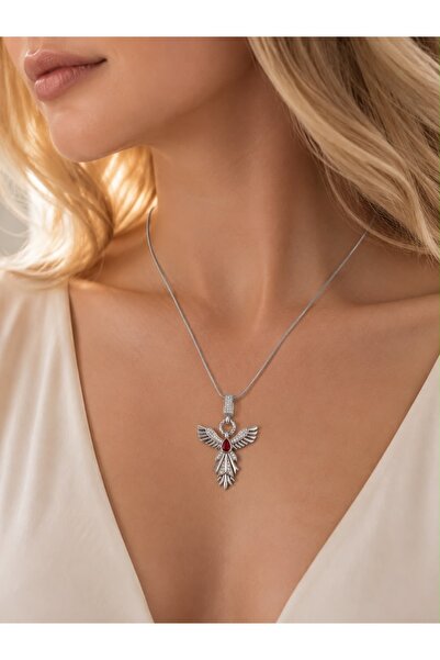Hector&Co. Jewellery Kırmızı Taşlı Anka Kuşu Figürlü Zirkon Taşlı Yılan Zinci...