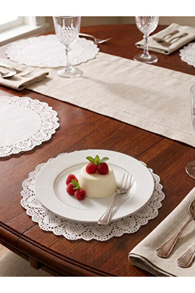 mucit home 100 Pcs 22 cm Dessert Plate Mats Lace-Looking Paper Plate Mats