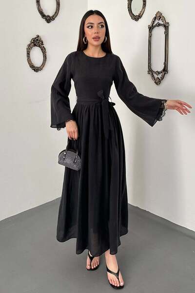 Lady Pixie Lace Detailed Dress with Sleeve Cuffs