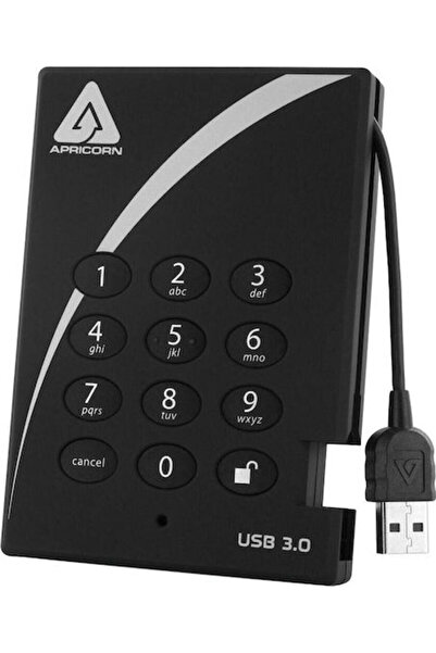 Apricorn Aegis Padl USB 3.1 HDD extern de 2.5 inch 500GB Negru