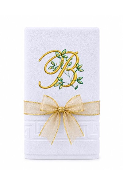 Ingift Prosop Brodat Personalizat cu Initiala B, 100% Bumbac, 50 x 90 cm, 500...