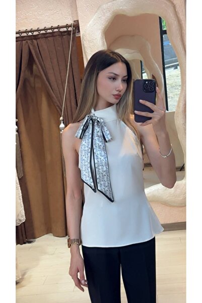 SÜSLÜ BUTİK BEYAZ SATEN GÖMLEK
