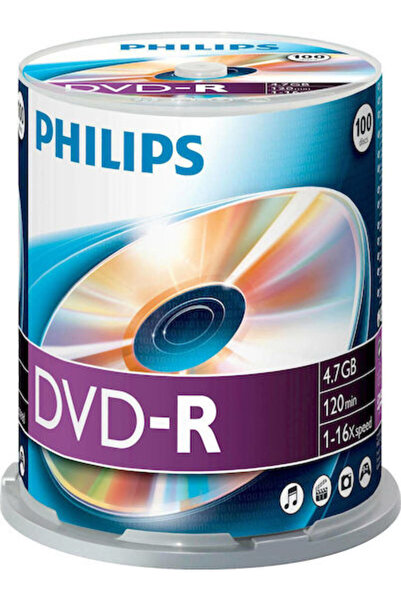 Philips DVD-R înregistrabili 16x 4.7GB Cutie tip Cake Box 100 bucăți Cod: DM4...