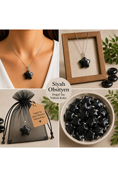best bioenerji taş terapi Obsidian Starry Natural Stone Necklace |   Certifie...