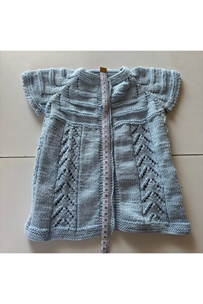 Genel Markalar ERA BABY El Örgüsü Ajurlu Bebek Yeleği %100 El Emeği Düğmeli Açık Mavi Unisex 0-3/3-6 Ay
