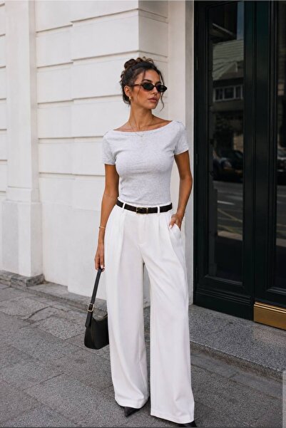 Trendol fashion life Kayık Yaka Omuzları Binmeli Bluz