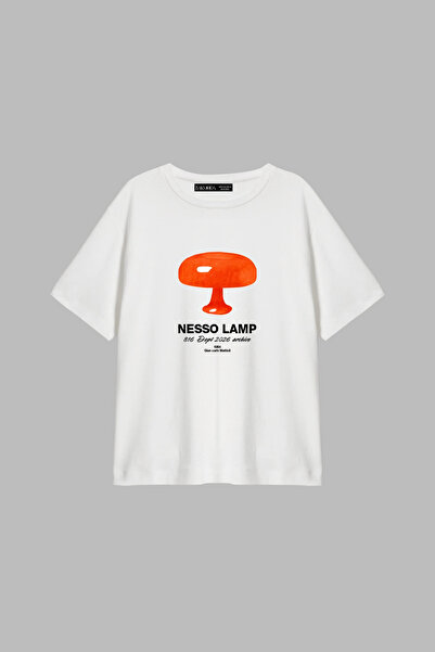 CİNEMA MODA Tricou de damă cu imprimeu Nesso Lamp, croială relaxată