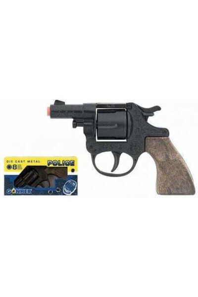 Gonher Revolver de poliție mic, metalic, 8 cartușe