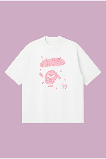 PURE POWER Μπλουζάκι Bape Sakura Boxy Fit Oversize Unisex 100% Βαμβακερό – Μπ...