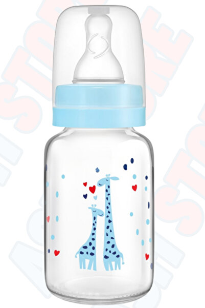 asmstore Asm - Glass Baby Bottle 125 ml 0-6 Months - Blue