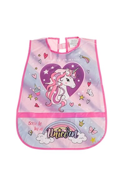 OEM Șorț cu imprimeu unicorn roz lila, cu închidere tip arici, 3 buzunare