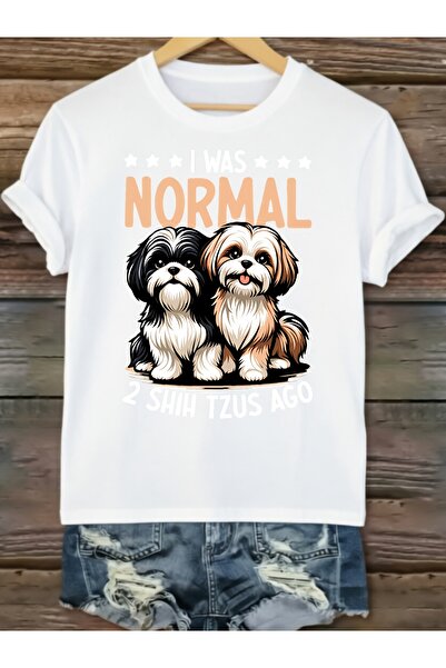 NOURAM تي شيرت نسائي بطبعة "I Was Normal 2 Shih Tzus Ago Cute Dog Funny" هدية...