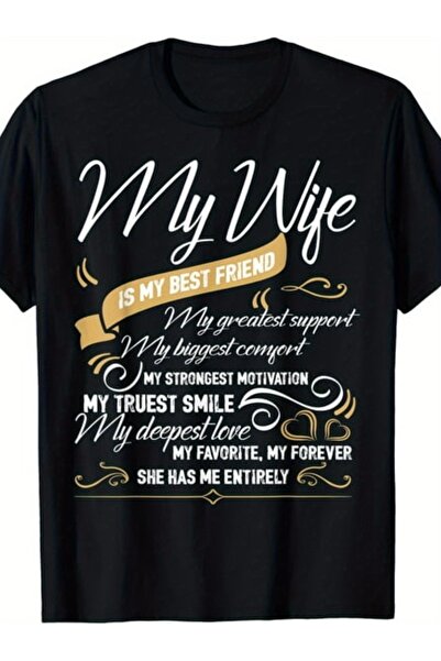 LİNA06 تي شيرت I Love T-Shirt متوافق مع جميع الأجهزة، مطبوع عليه Wife Is My B...