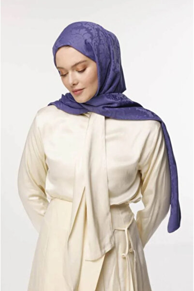 Mugo Wear Brocade Patterned Silky Jacquard Soft Shawl - Purple